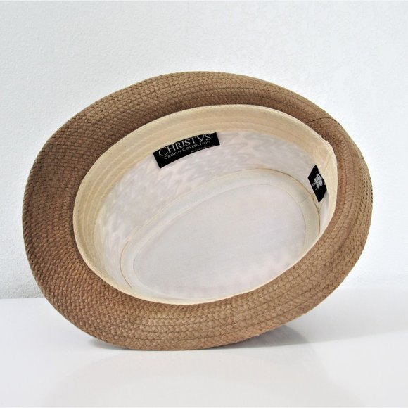 Designer Tan Hat | Christy\'s Crown Tan an Blue Hat